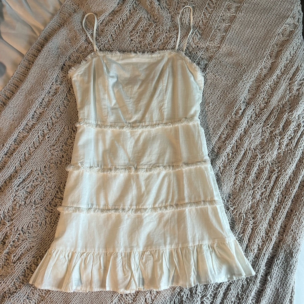 White Mini Dress with ruffle detail